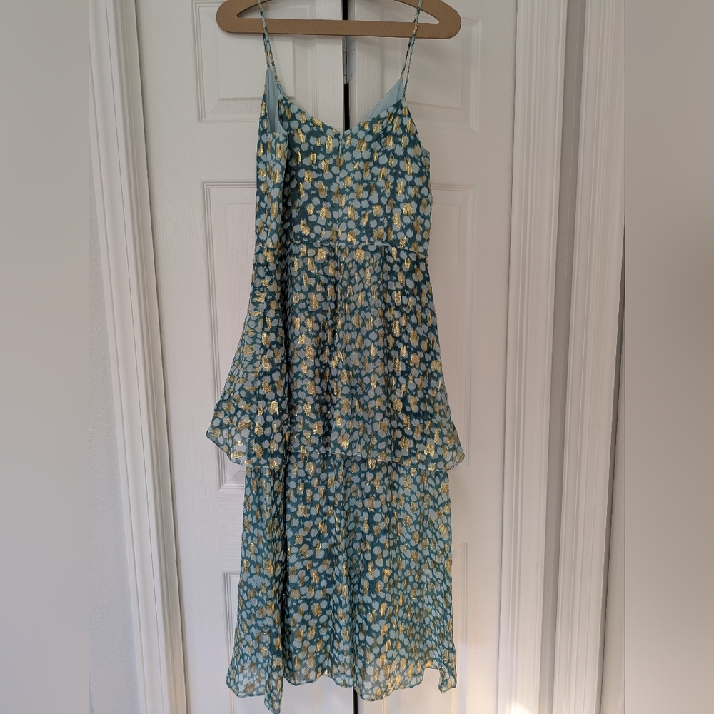 Whistles Dress in Blue/Green and Gold